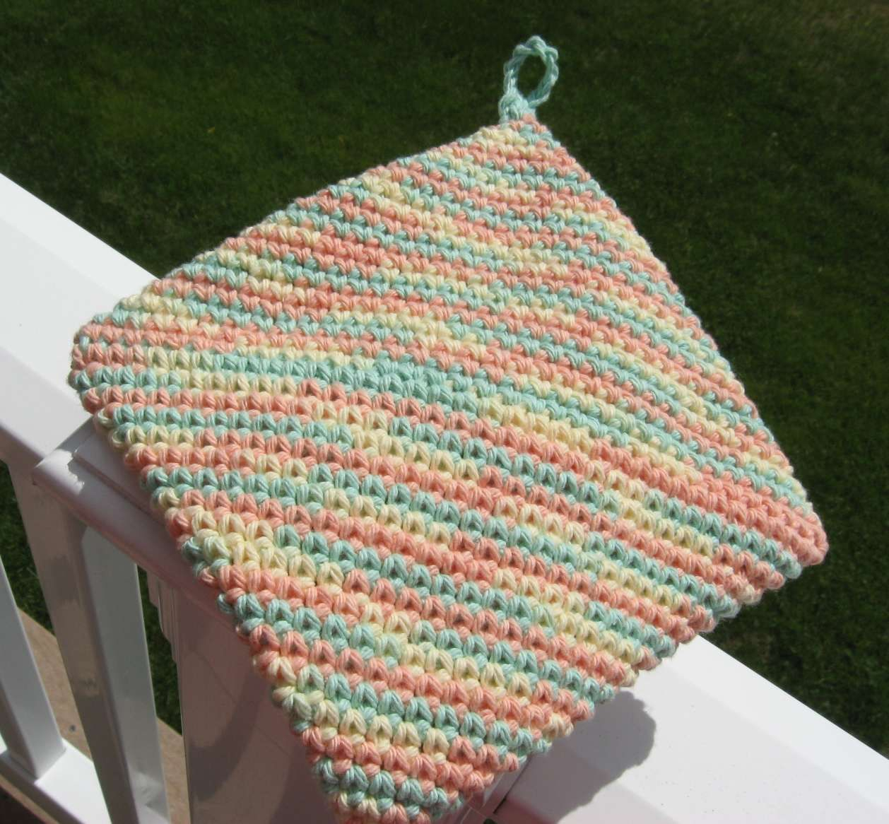 Double Thick Diagonal Crochet Potholder Pattern This Morning I Learned How To Crochet A Diagonal Double Thick Hot