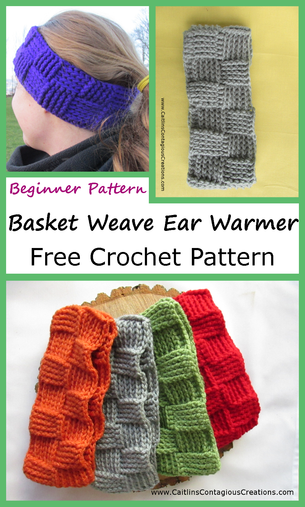 Easy Basket Weave Crochet Pattern Basket Weave Ear Warmer Crochet Pattern Caitlins Contagious Creations