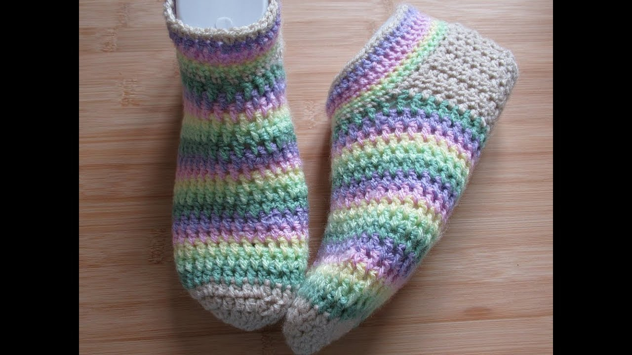 Easy Bed Socks Crochet Pattern Crochet Slippers Adult Bed Socks Tutorial Happy Crochet Club Youtube