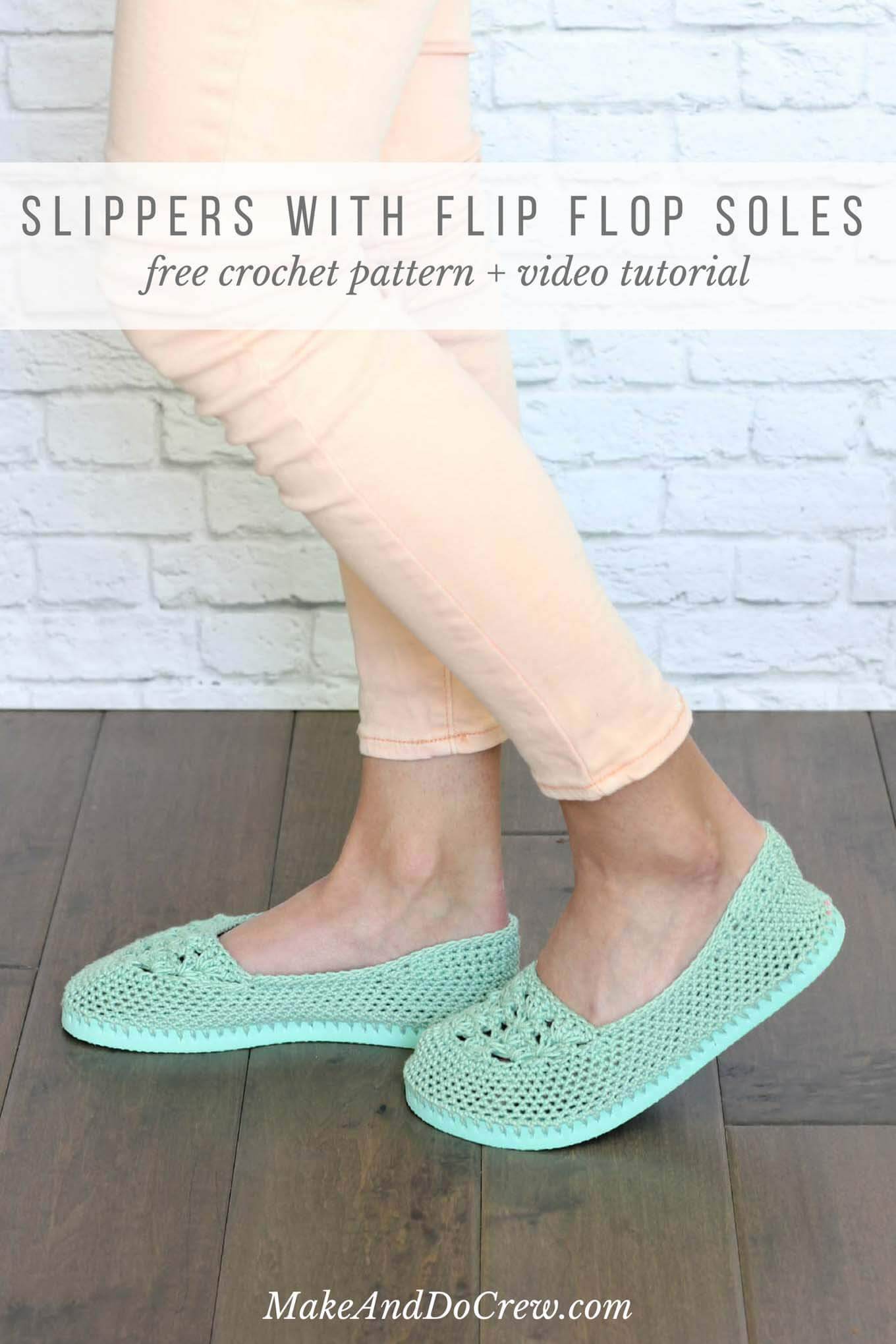 Easy Bed Socks Crochet Pattern Crochet Slippers With Flip Flop Soles Free Pattern Video Tutorial