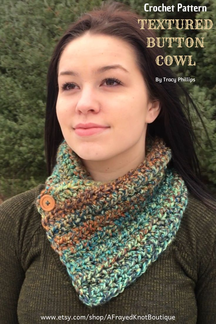 Easy Cowl Neck Scarf Crochet Pattern Textured Button Cowl Crochet Pattern Button Neck Warmer Easy Cowl