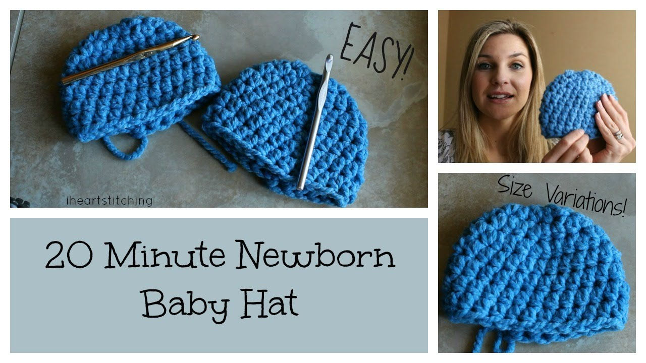Easy Crochet Baby Hat Pattern 20 Minute Newborn Crochet Beanie Youtube