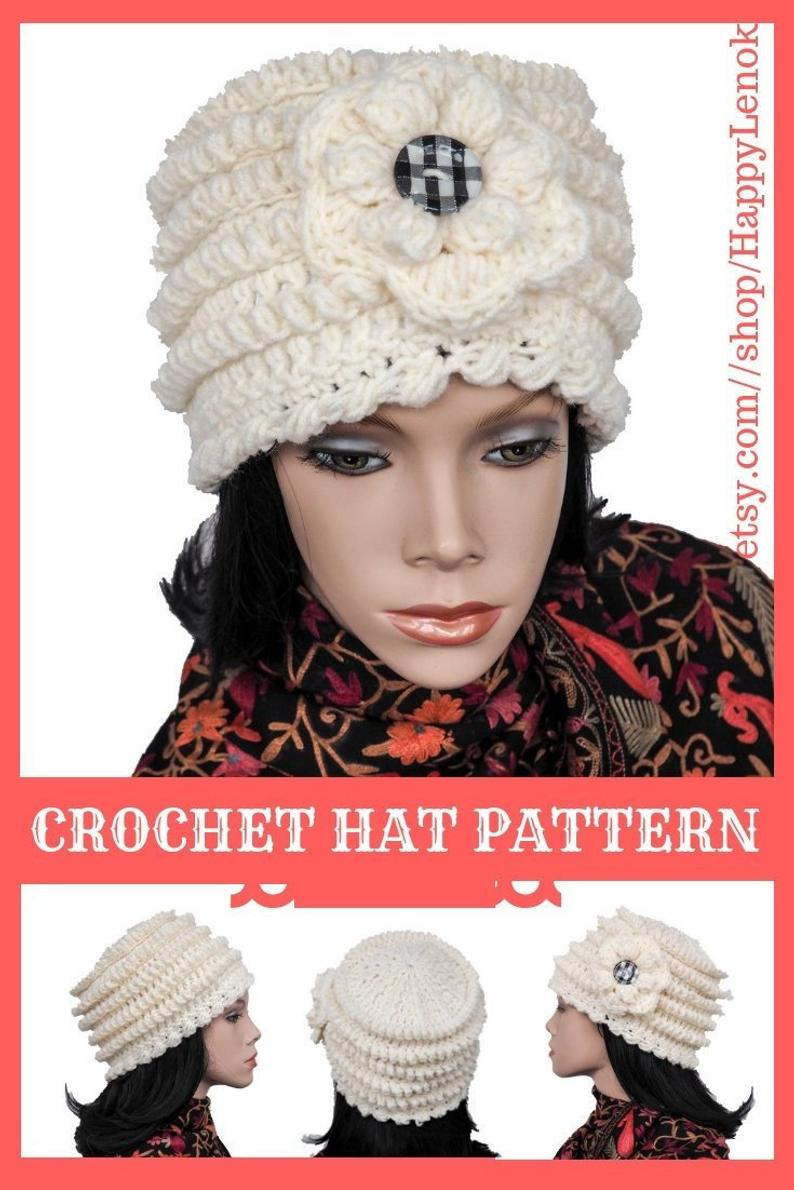 Easy Crochet Slouchy Hat Pattern Easy Crochet Slouchy Hat Pdf Beanie Pattern 1920s Cloche Etsy