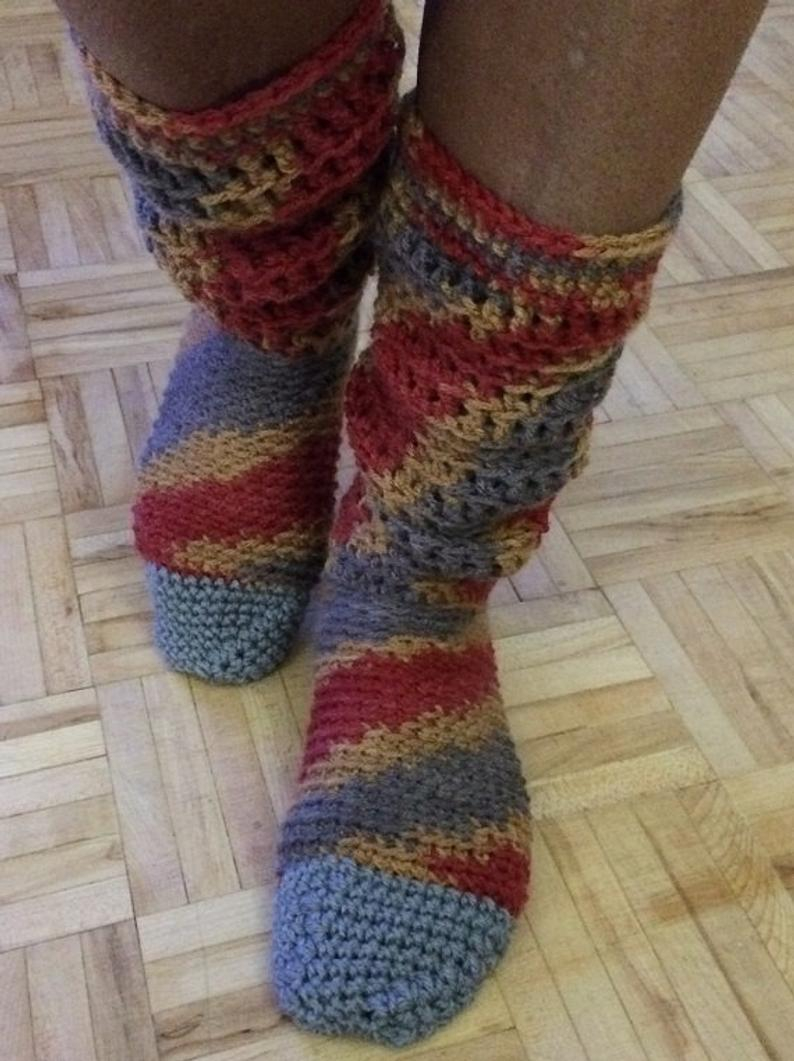 Easy Crochet Sock Pattern Slipper Sock Pattern Pdf 3 Sizes Easy Crochet Sock Pattern Etsy