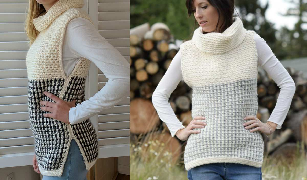 Easy Crochet Vest Pattern Easy Cowled Sweater Vest Free Pattern Your Crochet