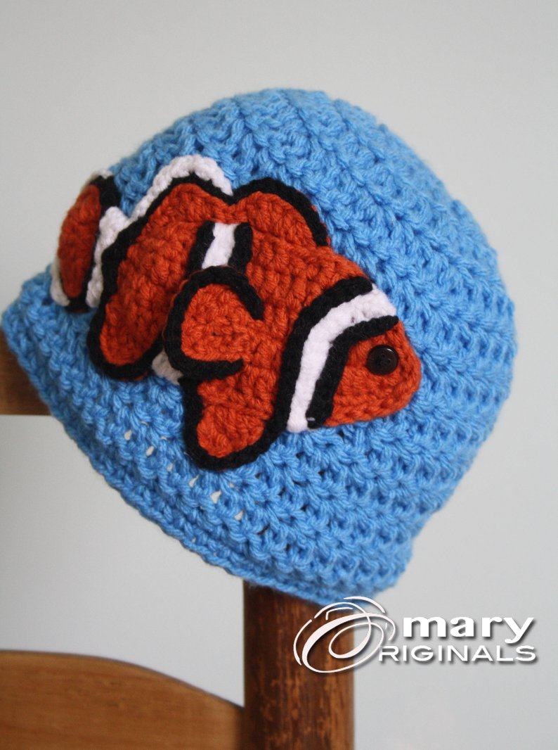 Fish Hat Crochet Pattern Clown Fish Hat Crochet Beanie Childrens Clothing Etsy