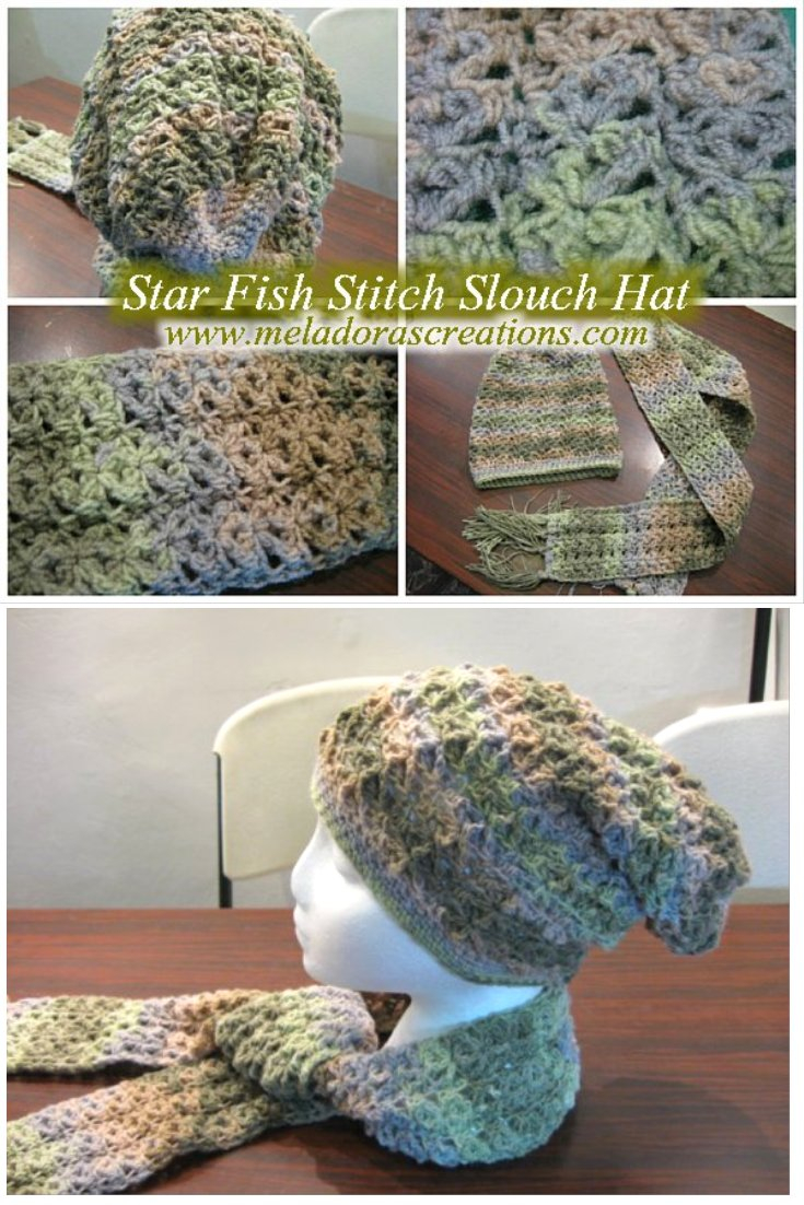 Fish Hat Crochet Pattern Star Fish Stitch Slouch Hat Free Crochet Pattern