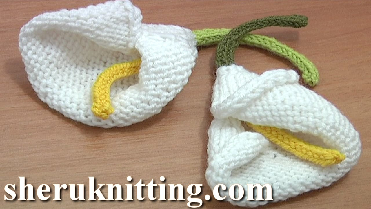 Flower Crochet Pattern Youtube How To Knit A Calla Lily Tutorial 29 Knitting Flower Library Youtube