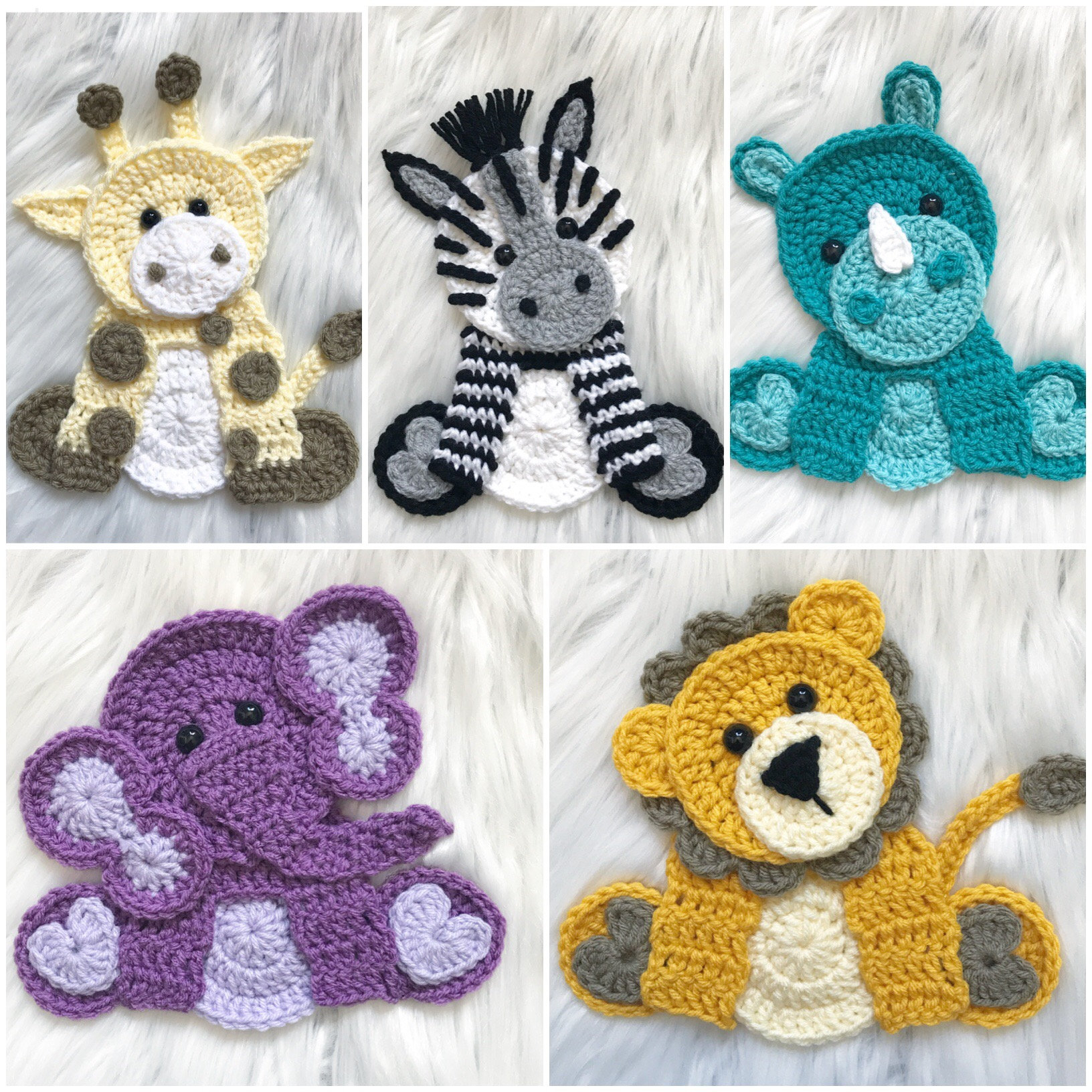 Free Crochet Applique Patterns Crochet Pattern Instant Pdf Download Zoo Animals Crochet Zoo