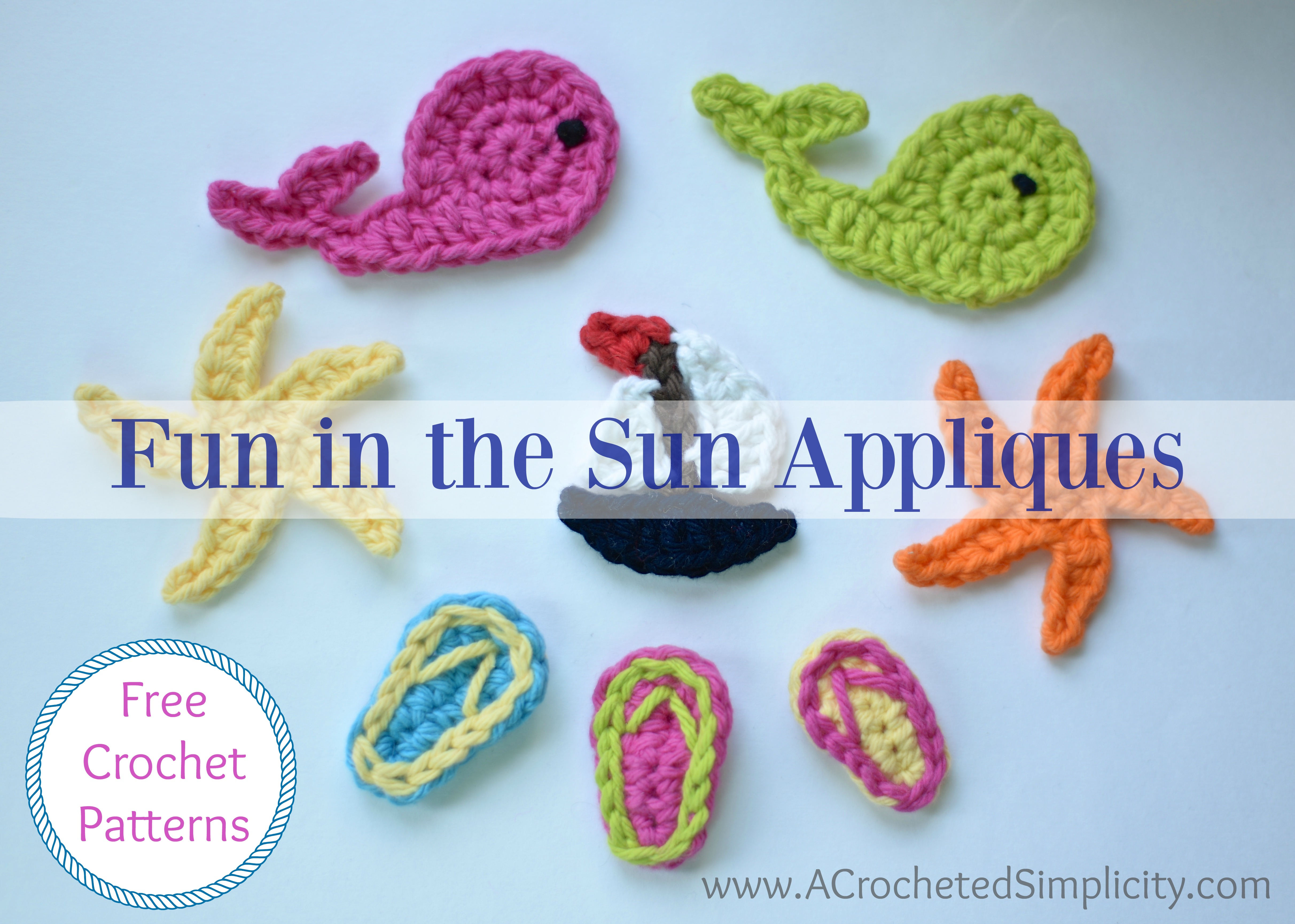 Free Crochet Applique Patterns Free Crochet Patterns Fun In The Sun Crochet Appliques A
