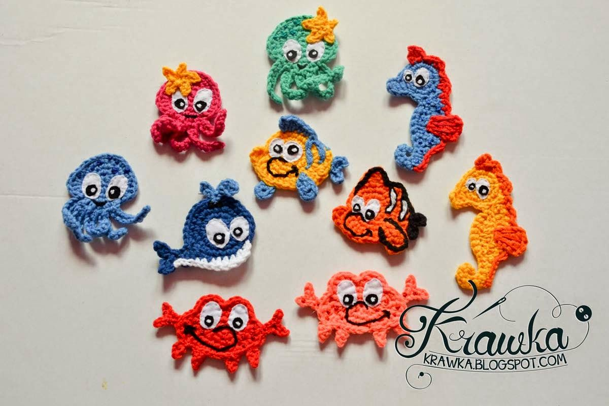 Free Crochet Applique Patterns Krawka Underwater World Applique Free Pattern For Whale Nemo