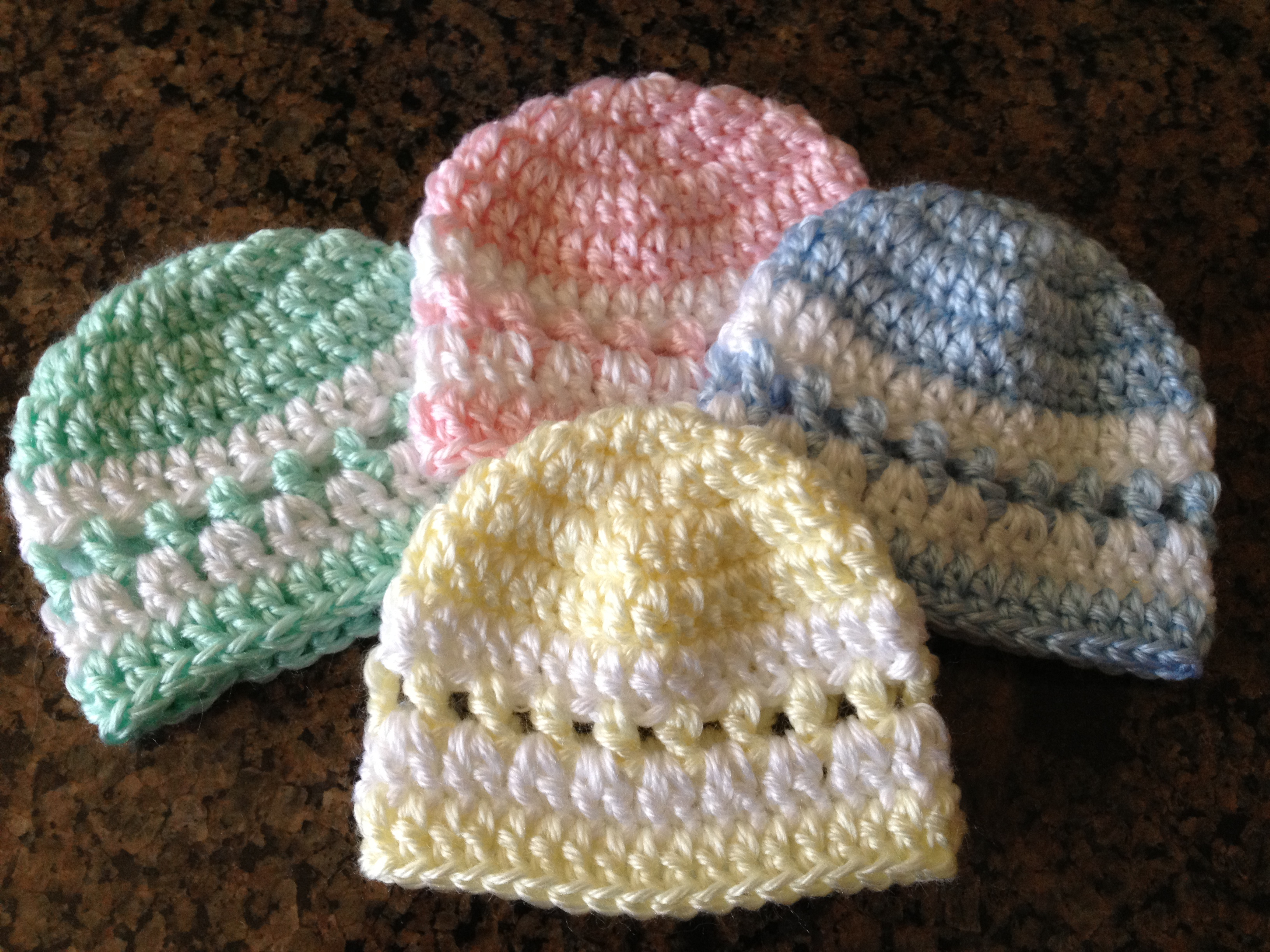 Free Crochet Baby Hats Patterns Easy Quick Color Band Preemie Beanie Sheepishly Sharing