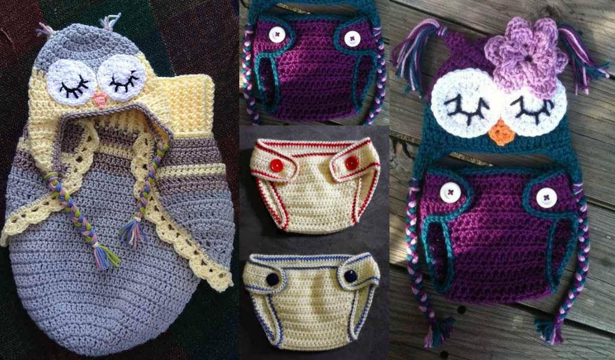 Free Crochet Baby Owl Hat Pattern Button Ba Owl Set Hat Cocoon Diaper Cover Free Crochet Pattern