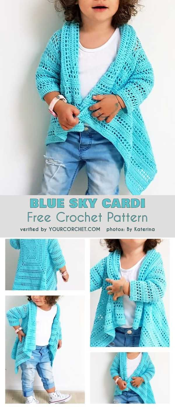 Free Crochet Childs Poncho Pattern Blue Sky Cardi Sizes From 2t To 10y Free Crochet Pattern And