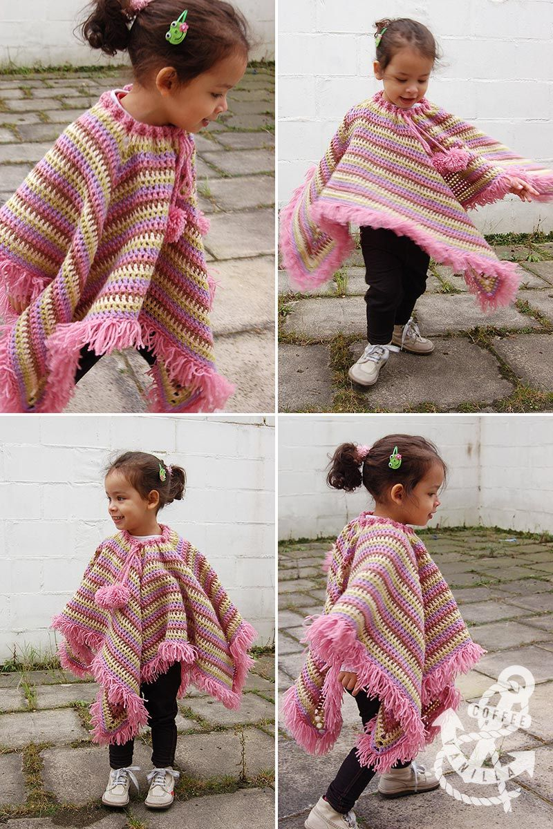 Free Crochet Childs Poncho Pattern Extremely Easy Kids Crochet Poncho With Tear Drop Corner Pattern