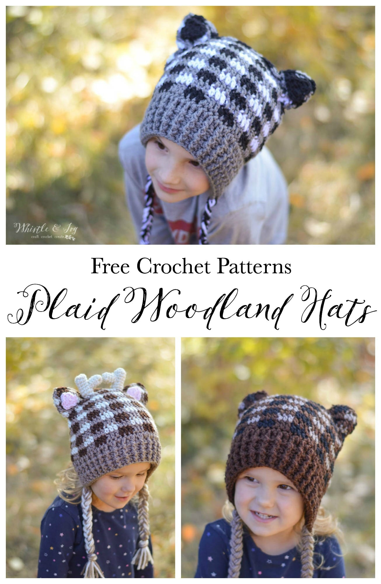 Free Crochet Hat Patterns For Adults Plaid Crochet Woodland Animal Hats Free Crochet Pattern Whistle
