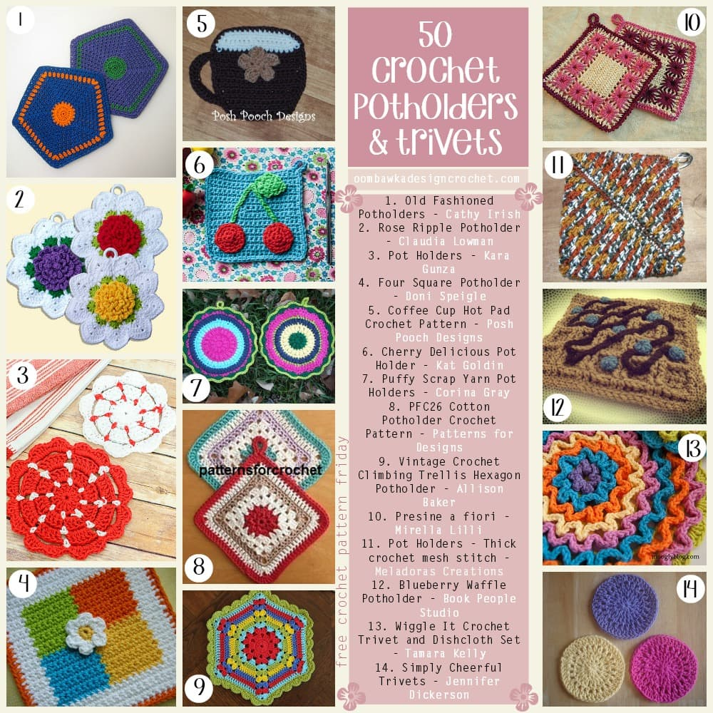Free Crochet Hot Pad Patterns 50 Free Crochet Potholders And Trivets Patterns Oombawka Design