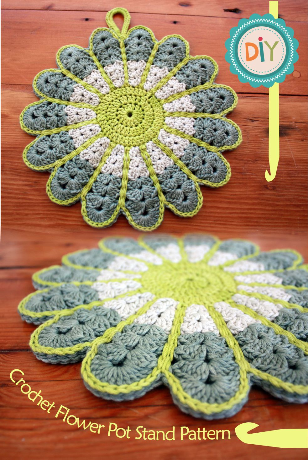 Free Crochet Hot Pad Patterns Colorful Crochet Flower Pot Holder With Free Pattern