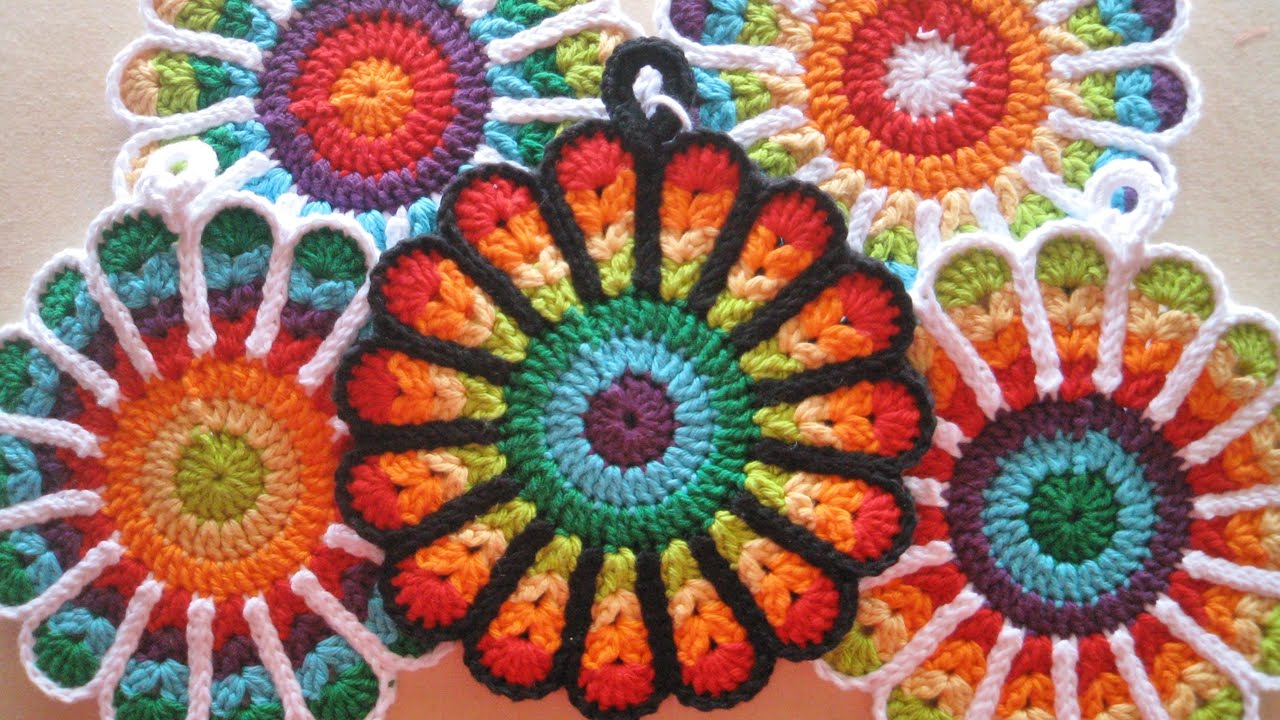 Free Crochet Hot Pad Patterns Crochet Flower Potholders Free Patterns Youtube