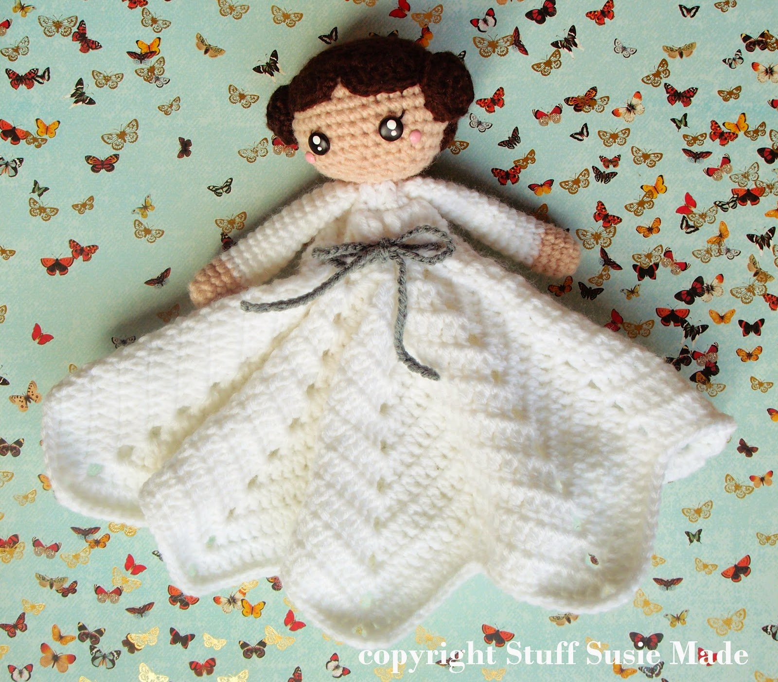 Free Crochet Lovey Pattern Stuff Susie Made Princess Leia Blankie Free Crochet Pattern And