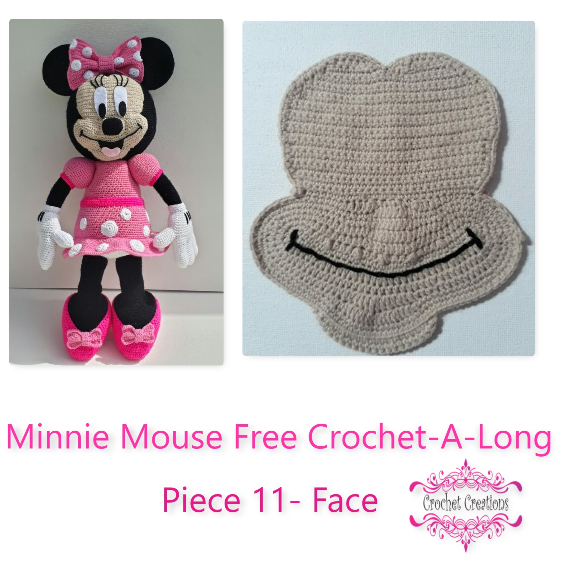 Free Crochet Minnie Mouse Doll Pattern Minnie Mouse Free Crochet A Long Piece 11 Face Crochet Creations