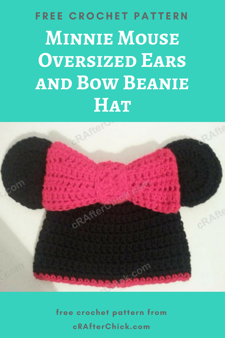 Free Crochet Minnie Mouse Doll Pattern Minnie Mouse Oversized Ears And Bow Beanie Hat Crochet Pattern