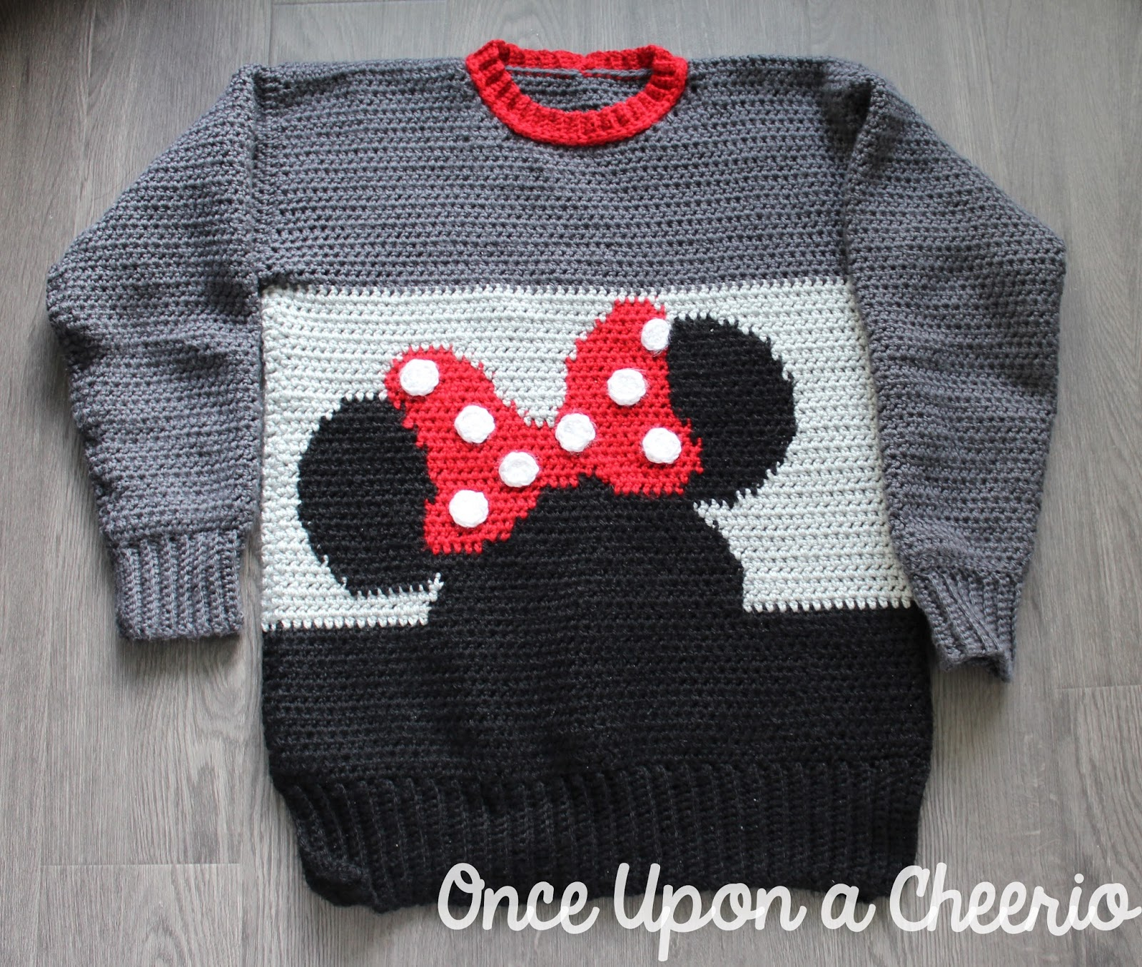Free Crochet Minnie Mouse Doll Pattern Minnie Mouse Sweater Crochet Pattern Once Upon A Cheerio