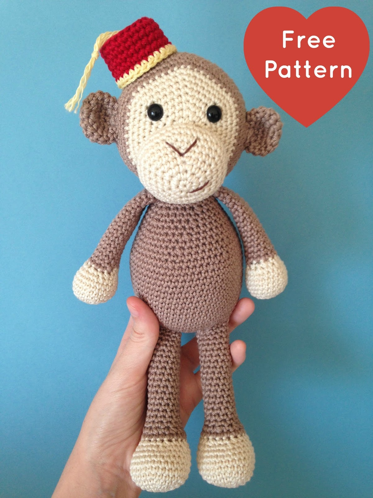 Free Crochet Monkey Pattern Heart Sew Cheeky Little Monkey Free Crochet Amigurumi Pattern