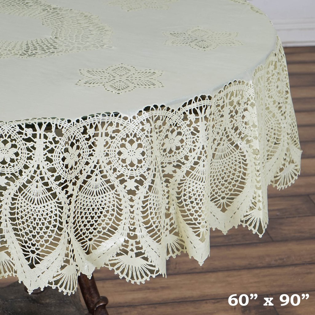 Free Crochet Oval Tablecloth Patterns Ivory Crochet Lace Plastic 60x90 Oval Tablecloths Wedding Party