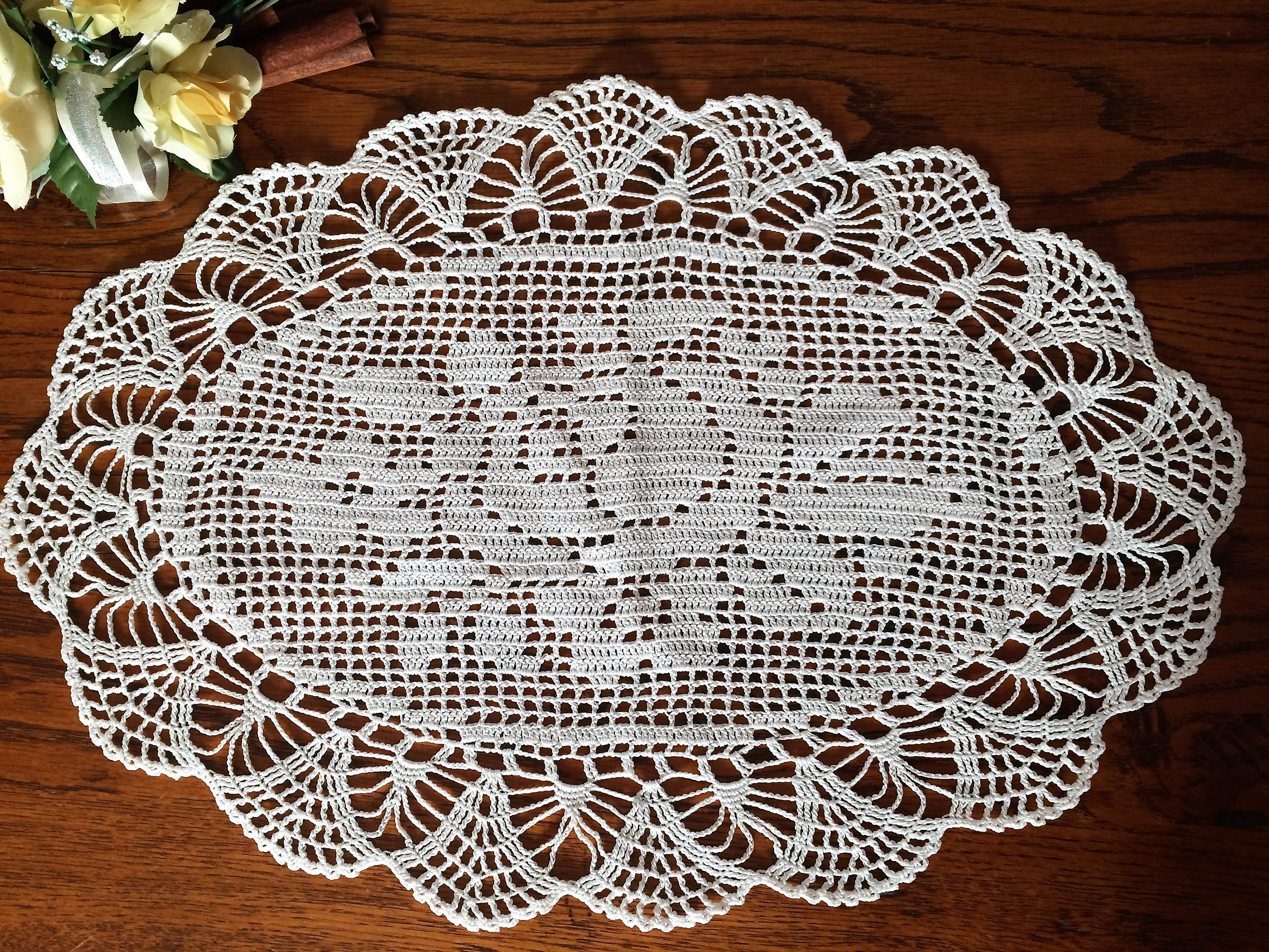 Free Crochet Oval Tablecloth Patterns Vintage Lace Oval Doily Or Table Runner Oval Filet Crochet Doily