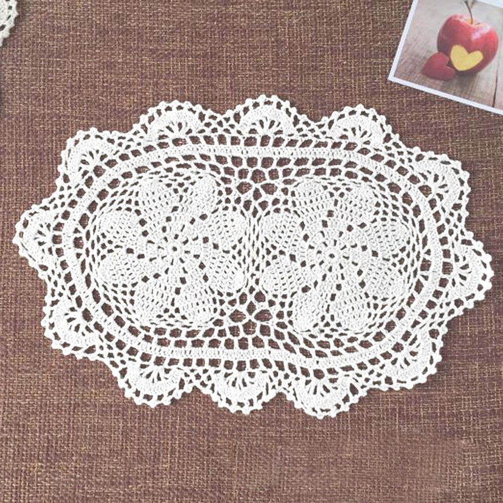 Free Crochet Oval Tablecloth Patterns Yazi 4pcs Handmade Cotton Hollow Floral Oval Placemat Doily Pads