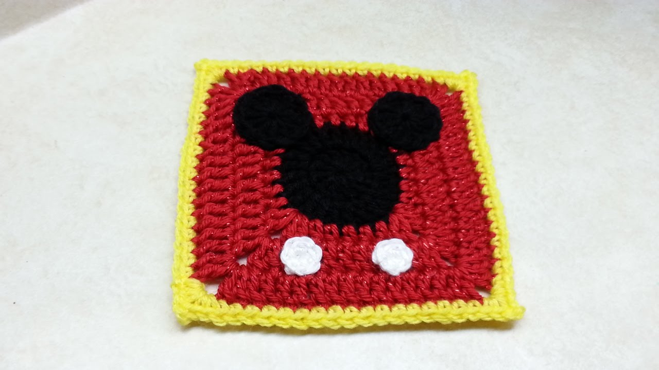 Free Crochet Pattern For Mickey Mouse Hat Crochet How To Crochet Mickey Mouse Granny Square Tutorial 160