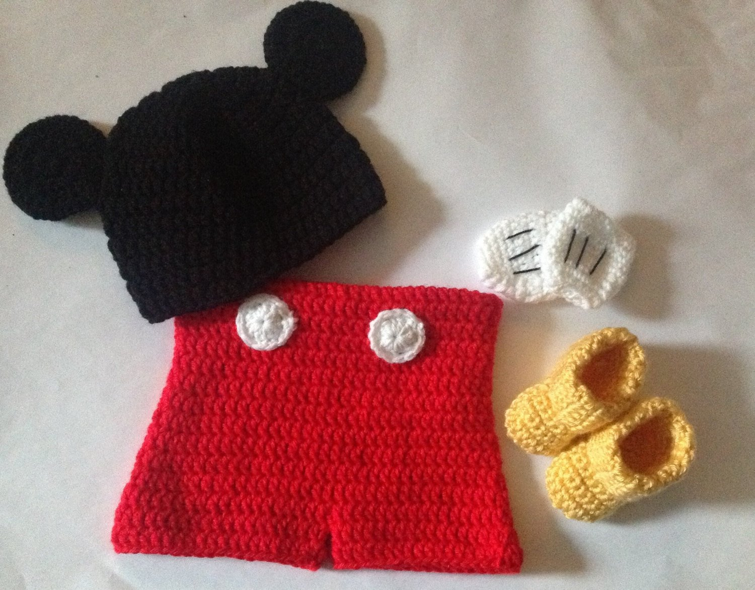 Free Crochet Pattern For Mickey Mouse Hat Crochet Mickey Mouse Outfit Set In Pdf Pattern Mickey Mouse Etsy