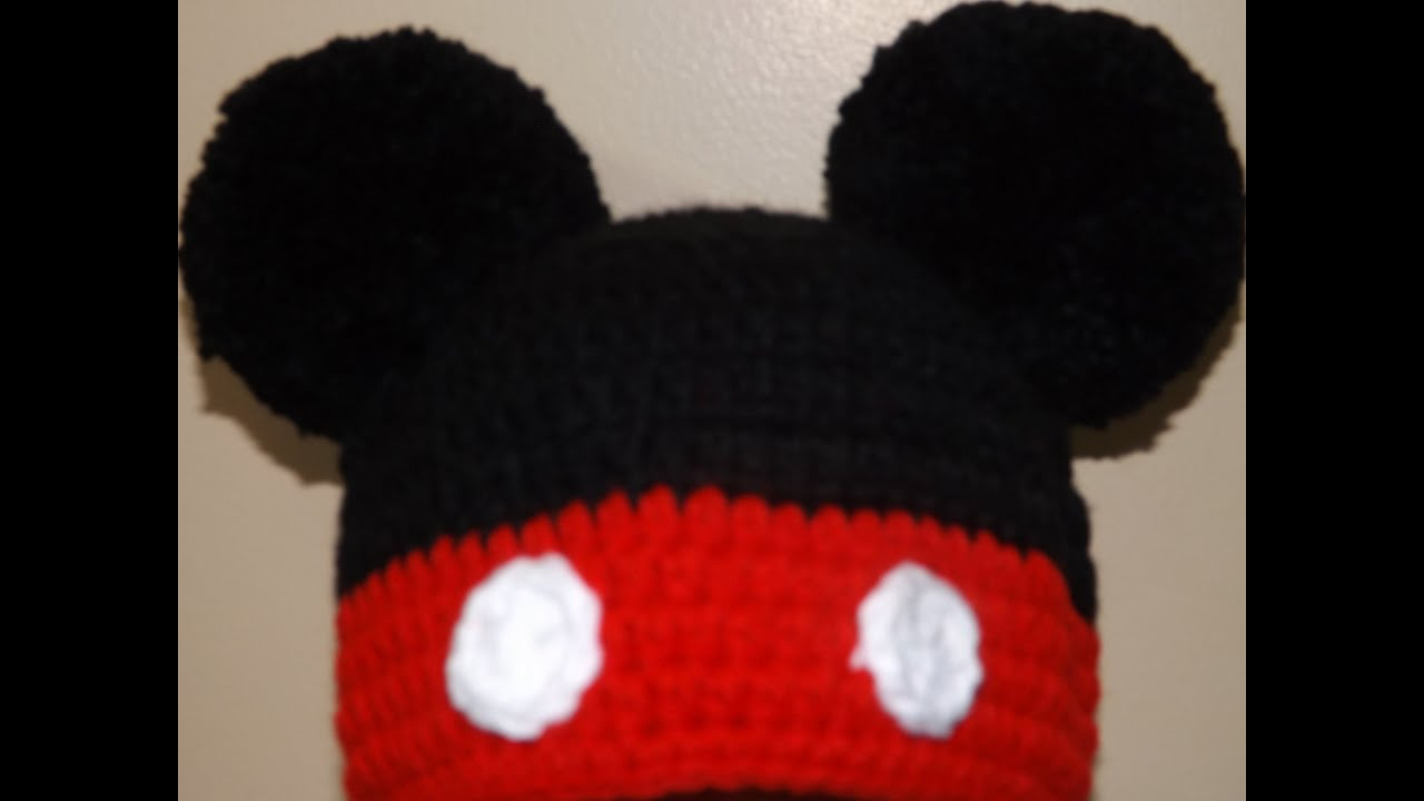Free Crochet Pattern For Mickey Mouse Hat Crochet Mikey Mouse Hat Youtube