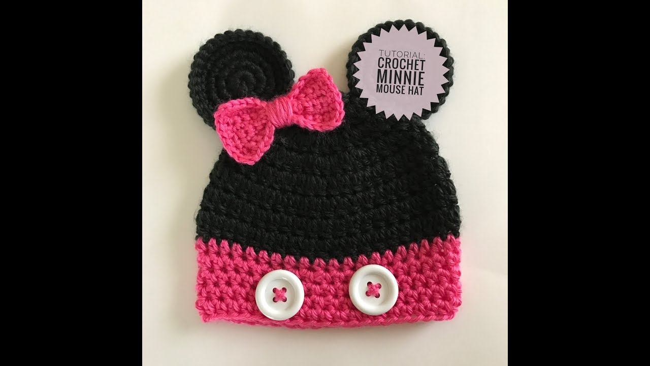 Free Crochet Pattern For Mickey Mouse Hat Crochet Minnie Mouse Hat Tutorial Youtube