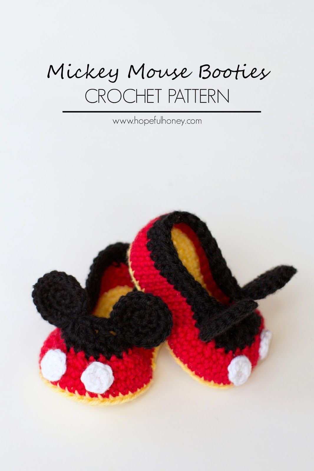 Free Crochet Pattern For Mickey Mouse Hat Mickey Mouse Inspired Ba Booties Crochet Pattern