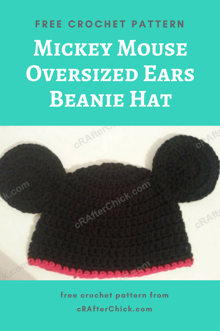 Free Crochet Pattern For Mickey Mouse Hat Mickey Mouse Oversized Ears Beanie Hat Crochet Pattern