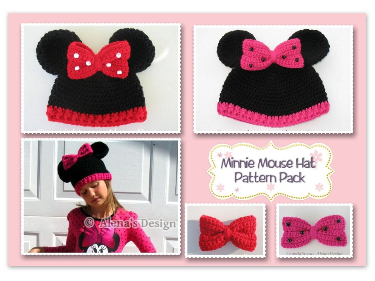 Free Crochet Pattern For Mickey Mouse Hat Pattern Pack Minnie Mouse Hat All Sizes Crochet Patterns Etsy