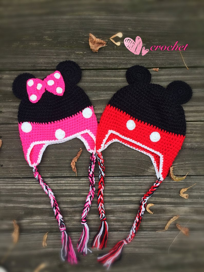 Free Crochet Pattern For Mickey Mouse Hat Ready To Shipcrochet Minnie Mouse Hatcrochet Mickey Mouse Etsy