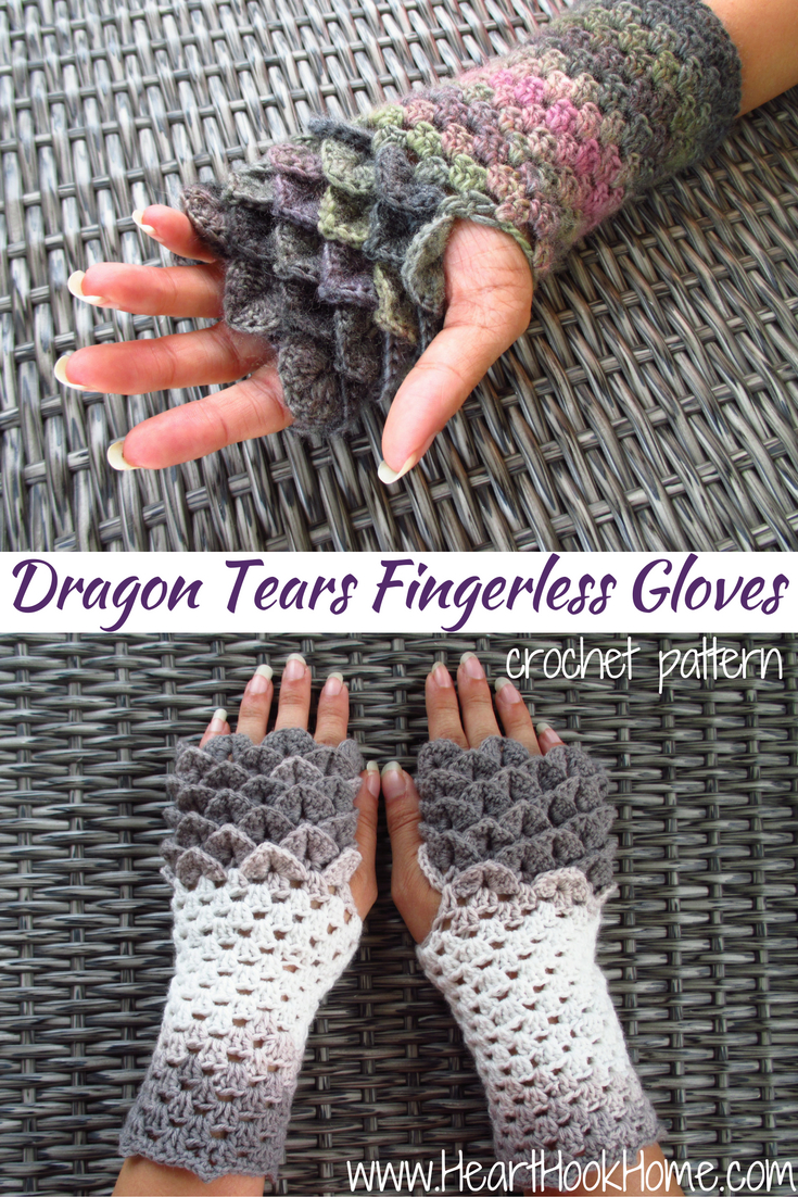 Free Crochet Pattern Hand Warmers Dragon Tears Fingerless Gloves Crochet Pattern Heart Hook Home