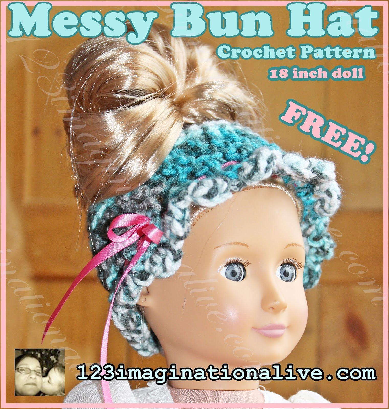 Free Crochet Patterns For American Girl Doll 123imaginationalive Messy Bun Crochet Hat Pattern Will Fit