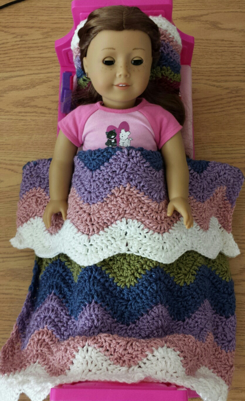 Free Crochet Patterns For American Girl Doll Crochet American Girl Ripple Blanket Matching Pillow