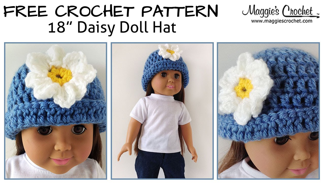 Free Crochet Patterns For American Girl Doll Daisy Hat For An 18 Doll Free Crochet Pattern Right Handed Youtube