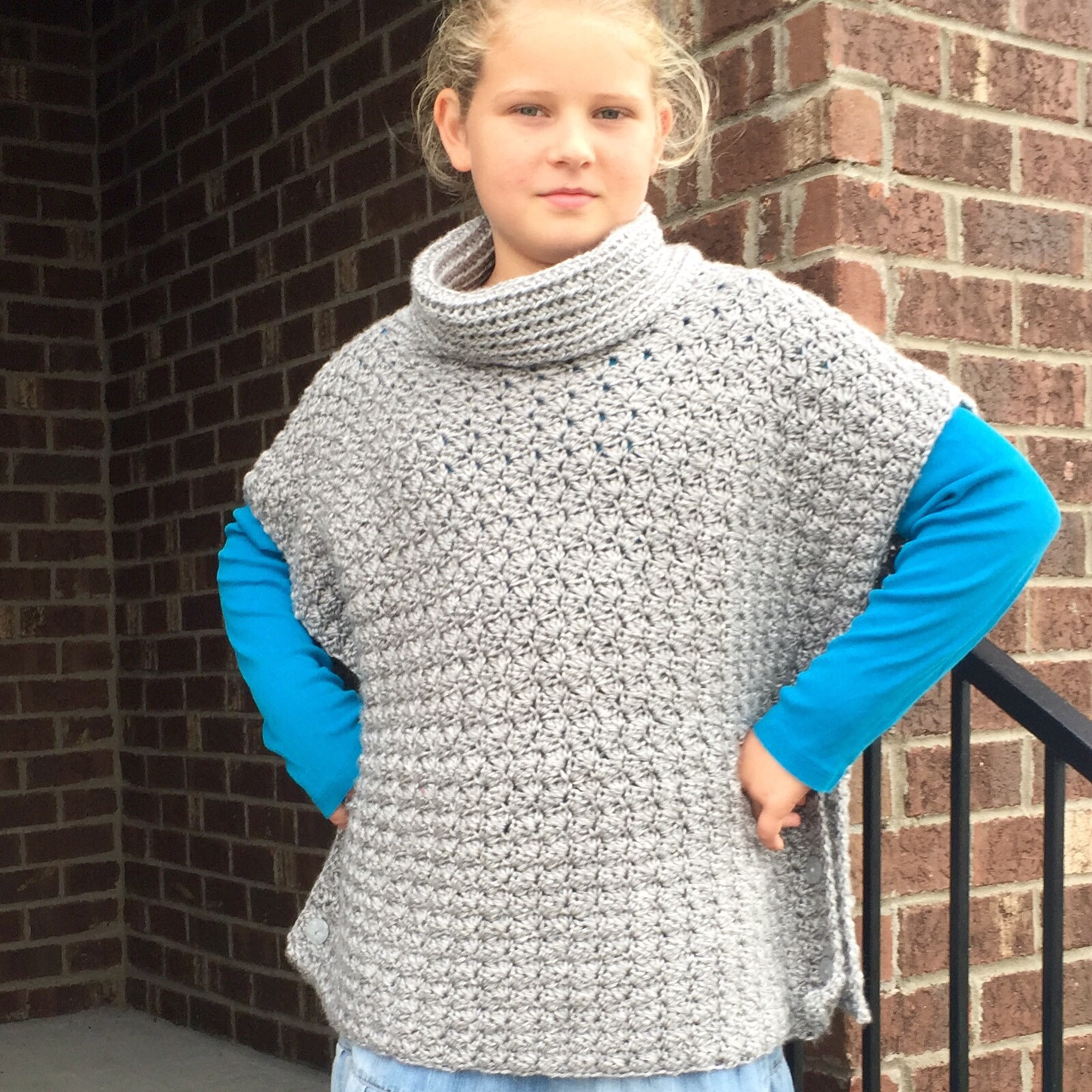 Free Crochet Patterns For Ponchos Crochet Pattern Fiona Poncho With Cowl For Babies Girls Teen
