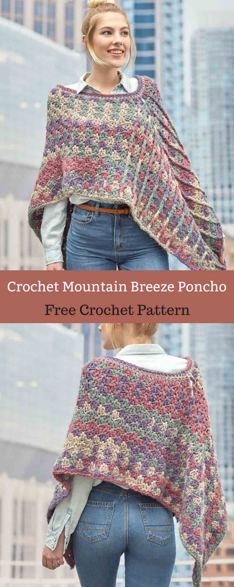 Free Crochet Patterns For Ponchos Mountain Breeze Poncho Free Crochet Pattern All About Patterns