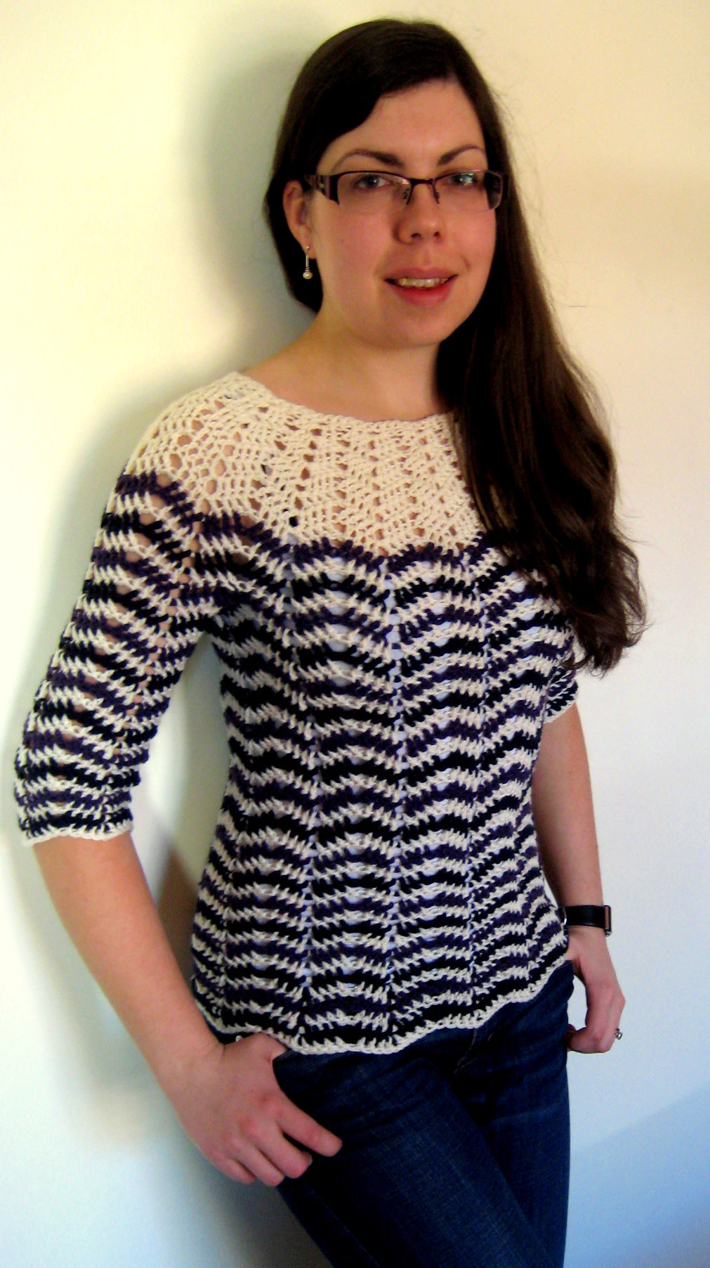 Free Crochet Patterns Womens Sweaters Chevron Stripes 3 Season Sweater Make My Day Creative