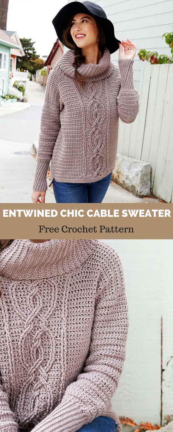 Free Crochet Patterns Womens Sweaters Entwined Chic Cable Sweater Free Crochet Pattern All About