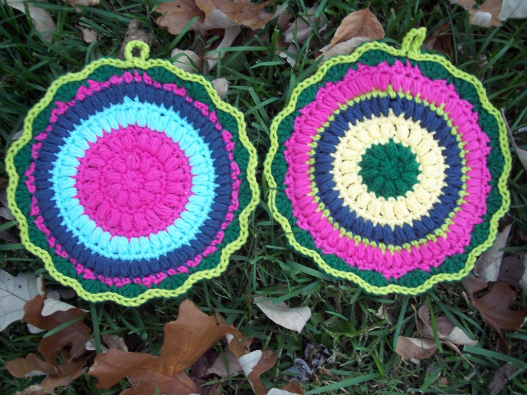 Free Crochet Potholder Patterns Puffy Scrap Yarn Pot Holder Stitch11