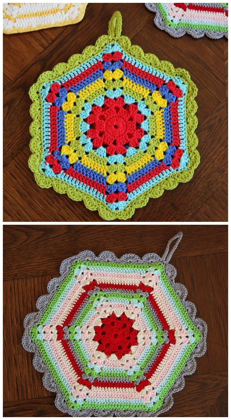 Free Crochet Potholder Patterns Vintage Crochet Climbing Trellis Hexagon Potholder Crochet