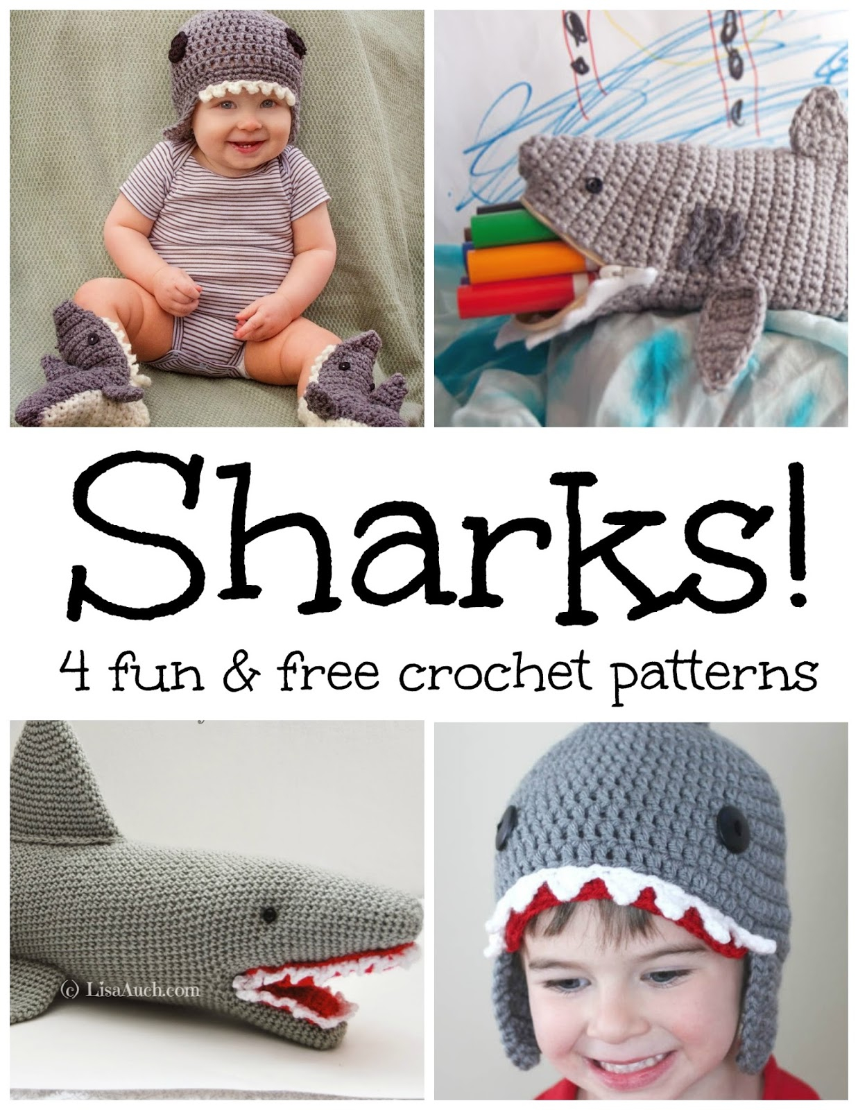 Free Crochet Shark Hat Pattern Fiber Flux Sharks 4 Fun And Free Crochet Patterns